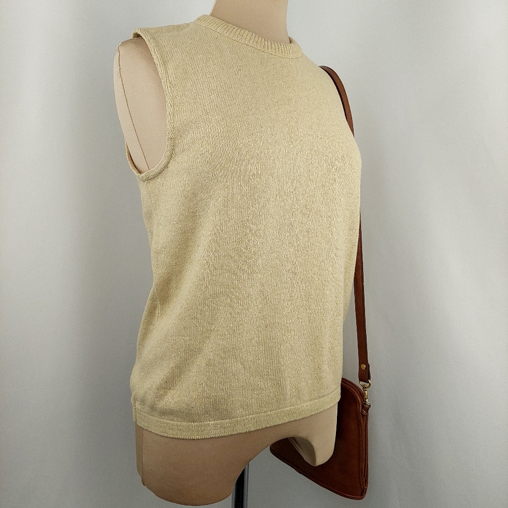Vintage 90s 2000s Italian Linen Sleeveless Knit Sweater Vest Top Quiet Luxury S